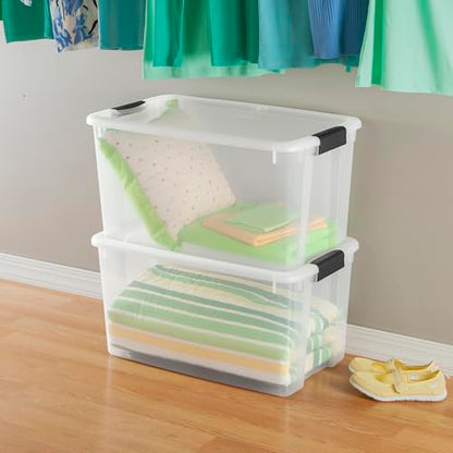Sterilite 4 Pack Ultra Latching Box, Storage Bins with Lids, Clear Plastic, 70 Quart - Heavy-Duty Organizing Containers for Closet, Bathroom, and Office - size: 70 Quart