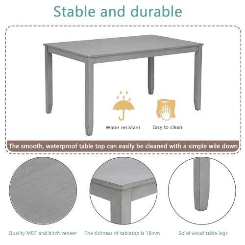 Knocbel Classic 4-Person Dining Table for Small Space, Wooden Apartment Condo Pub Bistro Kitchen Dining Furniture, Standard Height (Gray Rectangular 30" H) - color: Gray Rectangular 30"h