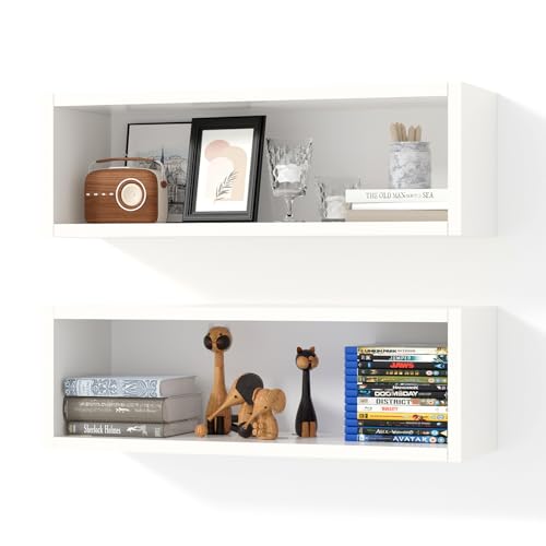 24in Floating Cube Shelves Set of 2, Display Shelves Wall Mount, Decorative Hanging Shelves for Kitchen Living Room Office,(White, Rectangle 2 Cubes) - color: White, size: Rectangle-Set2