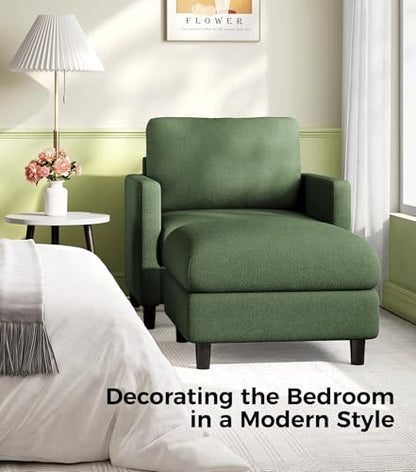 Welzona Sofa Accent Chair with Ottoman, 33" Teddy Reading Chair and Ottoman | Comfy Teddy Fabric, Tool-free Setup, Washable Covers, All-wood Chair and Ottoman Sets for Living Room, Bedroom, Green - color: Green, size: standard & ottoman