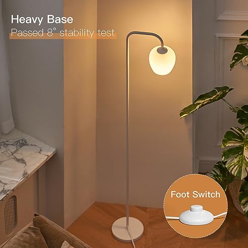 ONEWISH Lamp Set of 3 - Touch Bedside Table Lamps Set of 2 and 1 Floor Lamp, Modern Lamps for Bedroom Living Room Nightstand, White Opal Glass Lamp Shade, LED Bulbs Included Simple Design - color: 3-Piece Set White
