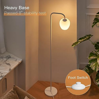 ONEWISH Lamp Set of 3 - Touch Bedside Table Lamps Set of 2 and 1 Floor Lamp, Modern Lamps for Bedroom Living Room Nightstand, White Opal Glass Lamp Shade, LED Bulbs Included Simple Design - color: 3-Piece Set White