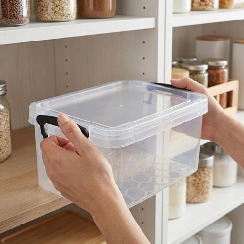 2 Pack 2 QT Plastic Storage Bins with Lids | Clear Stackable Bins with Secure Latches and Handles Heavy-Duty Storage Containers For Home Office and Garage Organization - size: 2 Qt