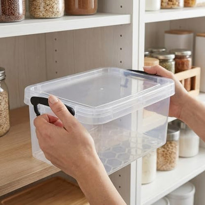 2 Pack 2 QT Plastic Storage Bins with Lids | Clear Stackable Bins with Secure Latches and Handles Heavy-Duty Storage Containers For Home Office and Garage Organization - size: 2 Qt