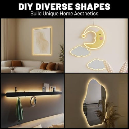 White Cob LED Strip Lights with Remote, Warm Lighting, Rope Lights Indoor, Cuttable Led Light Strips for Mirrors, Shelves, Cabinets, Living Room, Bedroom, 16.4ft 3000K Dimmable - color: 3000K