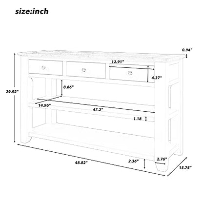 Modern Console Table, Wood Sofa Table with 3 Drawers and 2 Shelves, Sideboard Buffet Table for Entryway/Living Room/Bedroom/Hallway (White) - color: White
