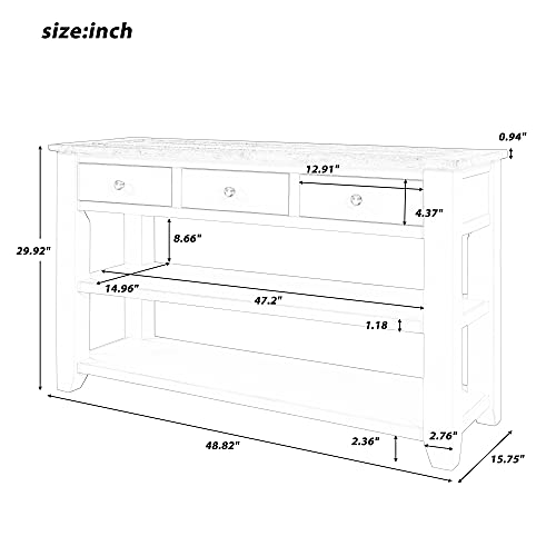 Modern Console Table, Wood Sofa Table with 3 Drawers and 2 Shelves, Sideboard Buffet Table for Entryway/Living Room/Bedroom/Hallway (Blue) - color: Blue