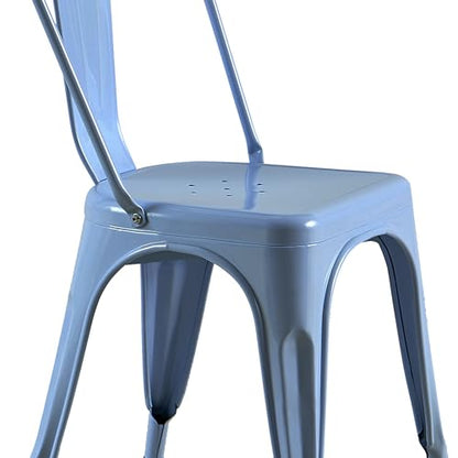 AC Pacific 18 Inch Seat Height Industrial Metal Dining Chairs, Stackable Kitchen or Bar Seat, Durable Modern Design, Versatile Accent Furniture, Set of 2, Yellow and Baby Blue - color: Yellow and Baby Blue, size: Set of 2