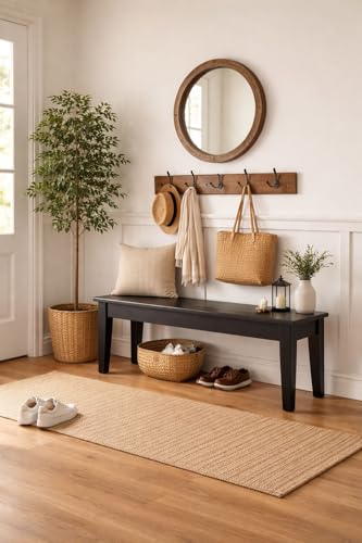 Boraam Shaker Backless Wood Bench - Black Finish - color: Black Finish
