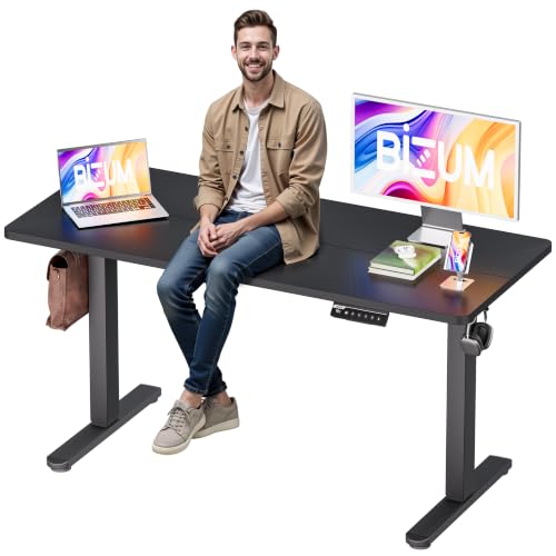 BIZUM Electric Standing Desk, 55" x 24" Height Adjustable Desk, Black Sit to Stand Desk Memory Gaming Computer Workstation for Home Office - color: Black, size: 55.1*23.6 Inch