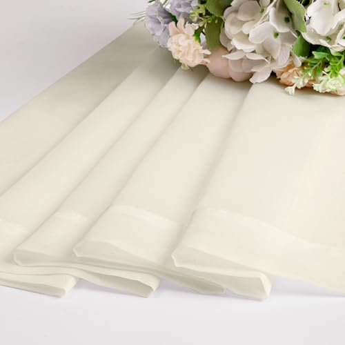 Sheer Cream Curtains 84 Inch Length 2 Panels Set for Living Room Bedroom, Rod Pocket Voile Sheer Panel Drapes, Cream, 2pcs, Each 42" W x 48" L - color: Cream, size: 42"W x 48"L (Pack of 2)