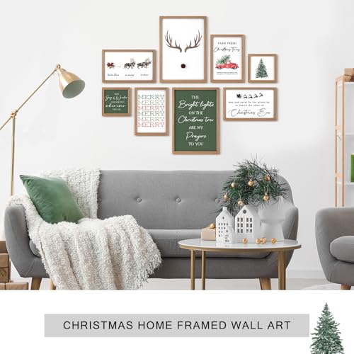 Faccito 8 Set Reindeer Christian Wall Art Framed, Wooden Decor | Religious Quotes Decor for Bedroom Office, Inspirational Scripture Wooden Art, Modern Framed Set for Home Classroom Work - style: Reindeer