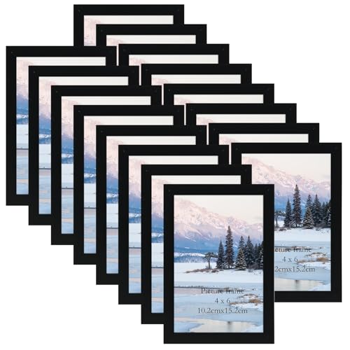 Giftgarden 4x6 Picture Frame Black Set of 16, Lightweight 4 by 6 Photo Frames Bulk for Family, Office, Living room Wall Hanging and Tabletop Display - color: Black*16, size: 4x6