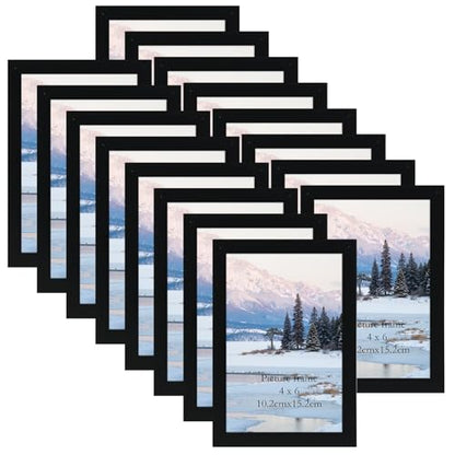 Giftgarden 4x6 Picture Frame Black Set of 16, Lightweight 4 by 6 Photo Frames Bulk for Family, Office, Living room Wall Hanging and Tabletop Display - color: Black*16, size: 4x6