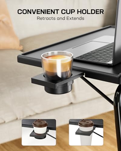 TV Tray - TV Table for Eating, Folding Table Trays with 6 Height & 3 Tilt Angle, TV Tray Table with Cup Holder, Dinner Tray for Eating or Working on Couch, Bed, Living Room, Home & Office - size: 1pcs