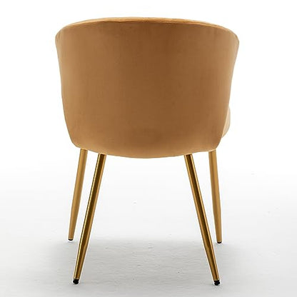 GDFStudio 31" Modern Velvet Accent Chair, Comfy Lounge Chair, Upholstered Side Chair with Channel Tufted Back, Gold Metal Legs, Armless Reading Chair for Living Room Bedroom Small Spaces, Brick Yellow - color: Brick Yellow + Polyester