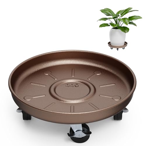 Plant Caddy With Wheels 17" Metal Plant Saucers for Indoors 440 Lb Capacity | Rolling Plant Stand, 360° Locking Casters Heavy Duty Planter Caddies, Rustproof and Waterproof, and Easy to Move, 1 Pack - size: 1 PACK 17 INCH