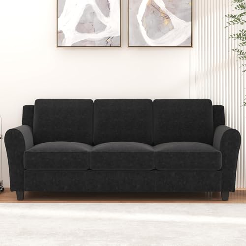 Bonzy Home 80.7" Black Couch, 3 Seater Sofa for Living Room, Modern Comfy Couches with Thick Cushion for Home Apartment Office - color: Black, size: 80.7"(3 Seat)