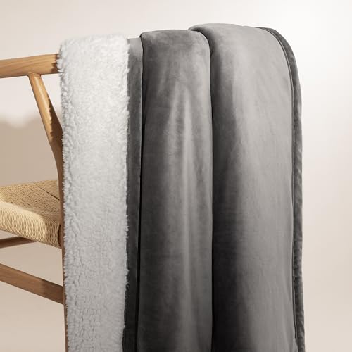 UGG Bliss Fleece Throw Blanket for Couch, 50''x70'', Charcoal Grey | Ultra Soft & Plush,Reversible,Oeko-Tek Compliant,Machine Washable,Medium Weight, Luxury Giftable Blanket, All Season Comfort - color: Grey