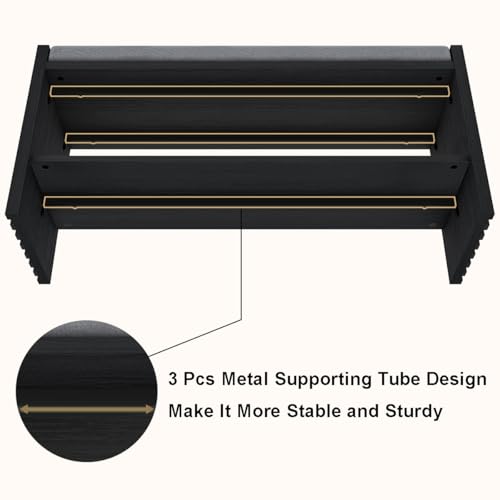 40" Entryway Shoe Bench with Storage & Cushion, Modern Fluted Shoe Rack for Mudroom, Sturdy Wooden Hallway Bench with 360 lbs Capacity, Black Oak - color: Black Oak