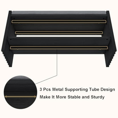 40" Entryway Shoe Bench with Storage & Cushion, Modern Fluted Shoe Rack for Mudroom, Sturdy Wooden Hallway Bench with 360 lbs Capacity, Black Oak - color: Black Oak