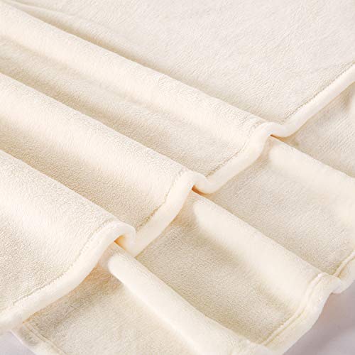 TASTHROW Large Flannel Fleece Throw Blanket, 50×70 Inch - Creamwhite | Cozy Lightweight Thick Blanket - All Seasons Suitable for Women, Men and Kids - color: Creamwhite, size: 50"x70"