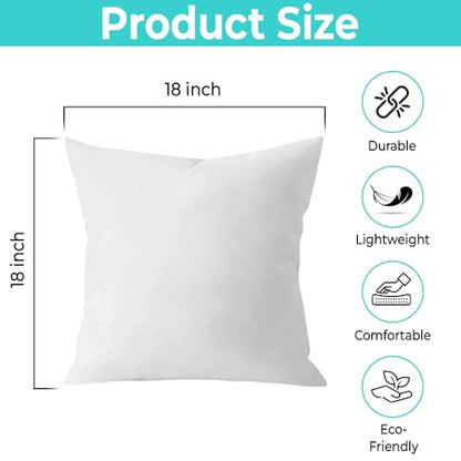 QUBA LINEN 18 x 18 Throw Pillow Insert - Pack of 2 White, Down Alternative Pillow Inserts for Decorative Pillow Covers, Throw Pillows for Bed, Couch Pillows for Living Room (Pack of 2) - size: 18x18 Inch (Pack of 2)