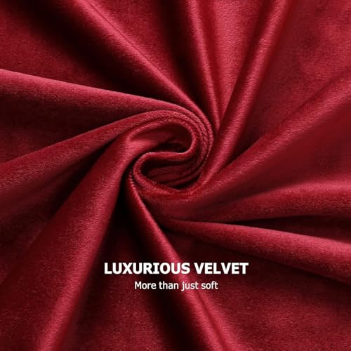 Benedeco Burgundy Red Velvet Blackout Curtains 52x63, Back Tab, 2 Panels | Elegant Room Darkening Thermal Insulated Energy Saving Noise Reducing Velvet Window Drapes for Living Room, Bedroom - color: Backtab-red, size: 52"W x 63"L (Pack of 2)