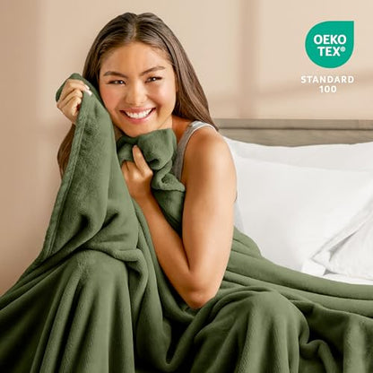 Bare Home Fleece Blanket Luxury Microplush (Full/Queen, Cypress) | Ultra-Soft Lightweight Blanket for Bed, Sofa, and Couch, Cozy & Warm Blanket - color: 11 - Cypress, size: Full/Queen
