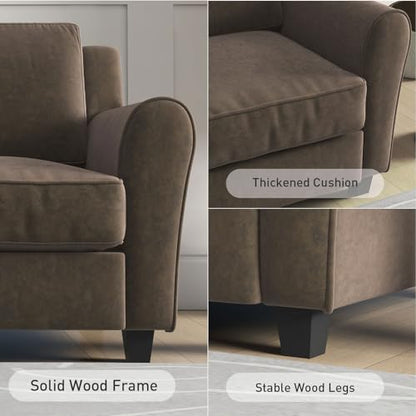 Bonzy Home 2 Piece Sofa Set, 2-Seater & 3-Seater Sofa Couch, Modern Comfy Living Room Set with Thick Cushion, Ideal for Apartment Office, Brown - color: Brown, size: 80.7" + 58"(3 + 2 Seat)