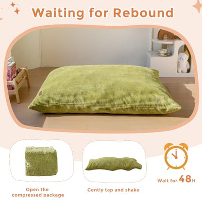 MAXYOYO 3 in 1 Kids Bean Bag Chair Bed, Convertible Chair Folds from Bean Bag to Lounger, Child Floor Sofa for Gaming, Reading, Floor Couch with High-Density Foam Filling | Convertible Chair Folds from Bean Bag to Lounger, Floor Couch with High-Density Fo