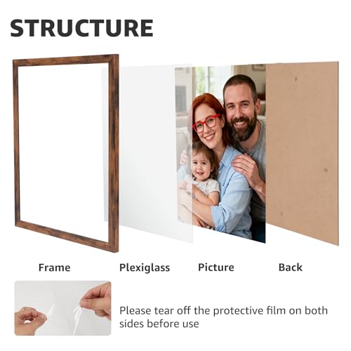 Giftgarden 8x10 Picture Frame Set of 18, Lightweight 8 by 10 Frames Bulk for Gallery Wall Photo Hanging and Tabletop Display, Rustic Brown - color: Brown*18, size: 8x10