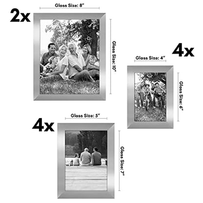 Americanflat Set of 10 Picture Frames with Shatter-Resistant Glass - Gallery Wall Frame Set with Two 8x10, Four 5x7 and Four 4x6 Frames - Signature Collection - Silver | Includes two 8x10, four 5x7 and four 4x6, shatter-resistant glass, hanging hardware i