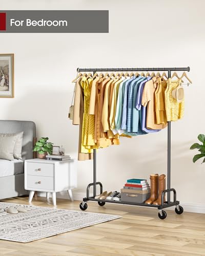 Sakugi Clothes Rack - Large-Capacity Clothing Racks for Hanging Clothes with Lockable Wheels, Space-Saving Metal Coat Rack for Bedroom, Laundry Room, Entryway, 45.6" x 16.9" x 59", Black - color: Black, size: 45.6" x 16.9" x 59"(1 Rod)