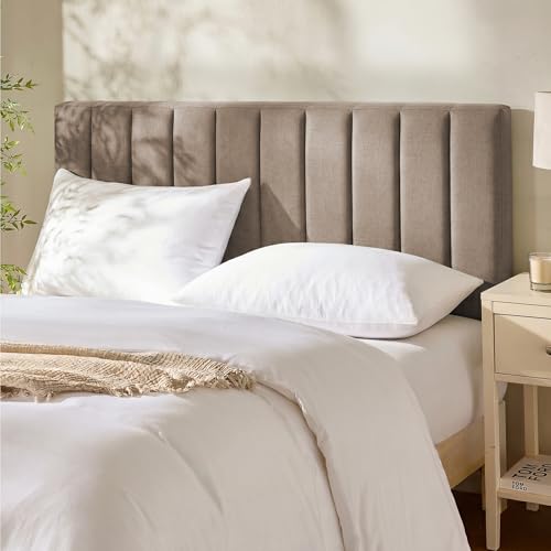 Nestl Upholstered King Headboard - Easy Assemble Channel Stitched Headboard King Size Bed - Wall Mounted Headboards with 3D Soundproof Wall Panels Peel & Stick Floating Headboards, Mocha - color: 04-mocha Brown, size: King