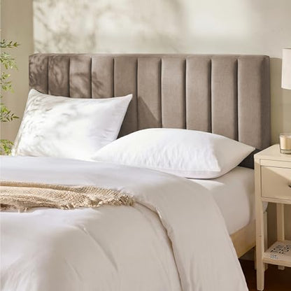 Nestl Upholstered King Headboard - Easy Assemble Channel Stitched Headboard King Size Bed - Wall Mounted Headboards with 3D Soundproof Wall Panels Peel & Stick Floating Headboards, Mocha - color: 04-mocha Brown, size: King
