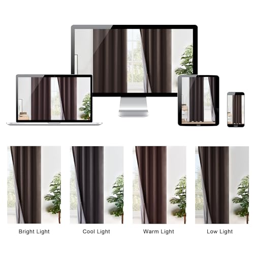 XWZO 100% Blackout Window Curtains - Thermal Insulated & Completely Room Darkening with Black Liner Window Treatment for Narrow Window, Tiebacks Included, Brown, W38 x L45, Set of 2 Panels - color: Brown, size: 38"W x 45"L (Pack of 2)