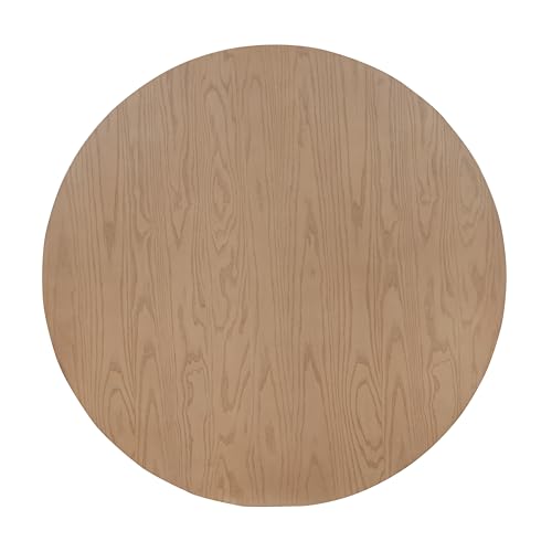 Christopher Knight Home Mundo Round Dining Table for 4, Rustic Wooden Kitchen Table with Pedestal Base, Circle Farmhouse Dinner Furniture for Dining Room, Kitchen, Living Room, Light Natural