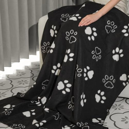 CAI TENG Fleece Throw Blanket Blankets for Couch Bed 50x60 inch 6 Pack Kids Blanket Throws Fleece Fabric Soft Cozy Travel Blankets Lightweight Small Throws Camping Gifts Blankets Black Dog Paw - color: Black Dog Claw