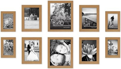 Americanflat Set of 10 Picture Frames with Shatter-Resistant Glass - Gallery Wall Frame Set with Two 8x10, Four 5x7 and Four 4x6 Frames - Signature Collection - Dark Oak | Includes two 8x10, four 5x7 and four 4x6, shatter-resistant glass, hanging hardware