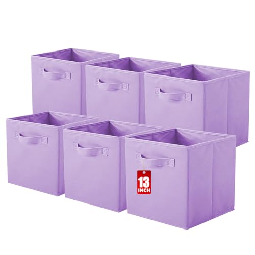 ShellKingdom Storage Bins, Foldable Fabric Storage Cube And Cloth Organizer | Storage Drawer For Closet And Toys, 13 X 13 X 13 INCH, 6 Pack (Lavender) - color: Lavender, size: 6 (13inch)