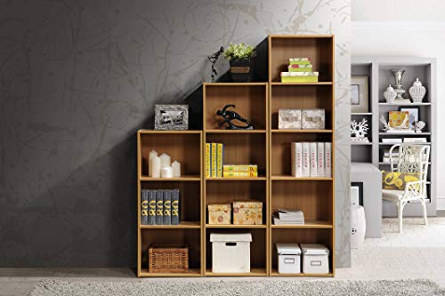 Hodedah Import 3 Shelf Bookcase, Beech - color: Beech, size: 3-Shelf