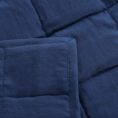 EMME Quilts Queen Size Bedding Sets Navy Blue Bedspread, Soft Lightweight Pre-Washed Bed Set, 3 Piece Cozy Reversible Microfiber Bed Coverlet with Pillow Sham(Square Pattern,90"x90") - color: 01-navy (Squares Pattern), size: Full/Queen(90" x 90")