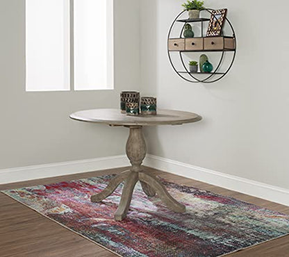 Linon Home Decor Mauro Antique Rustic Brown Drop Leaf Small Dining Table with Pedestal Base - color: Antique Rustic Brown