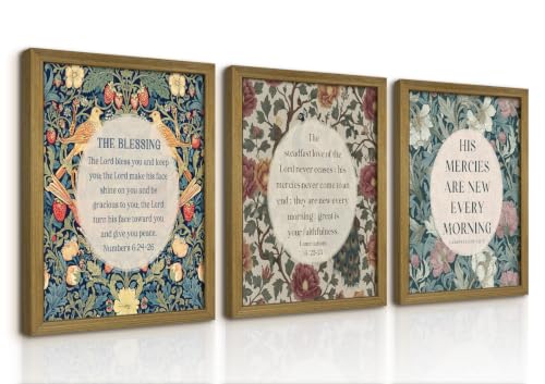 Christian Bible Verse Canvas Wall Art Set of 3, Floral Scripture Framed Poster Collection, Vintage Botanical Painting Print Picture Wall Decor for Bedroom Living Room Prayer Room Farmhouse Home 12x16 Inch - color: Bible Flowers, size: 16"L x 12"W