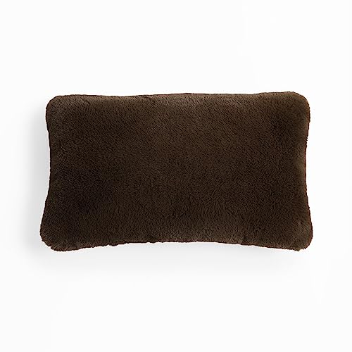UnHide Squish Lumbar Pillow, Extra Soft Faux Fur Rectangular Shaped Pillow | 100% Polyester Fill, Machine Washable, Perfect for Living Room, Bedroom, or Guest Room, 10” x 18”, Chocolate - color: Chocolate, size: 10" x 18"