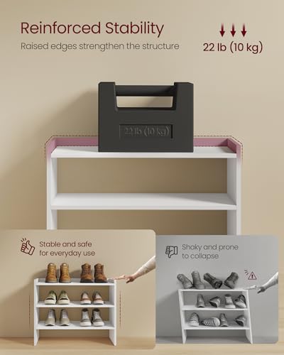 VASAGLE Shoe Rack for Closet, Stackable Organizer Shelf | Stackable Shoe Organizer Shelf for Entryway, 3 Tiers, 11.7 x 24.4 x 21.3 Inches, White, CUSTOS Collection, ULBS063WZ01S - size: 3 Tiers (24.4"W)