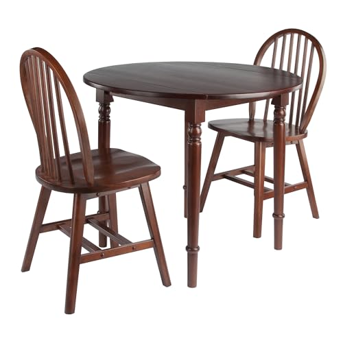 Winsome Sorella 3-pc Set Round Drop Leaf Table, Walnut - color: Walnut, size: Table + 2 Chairs