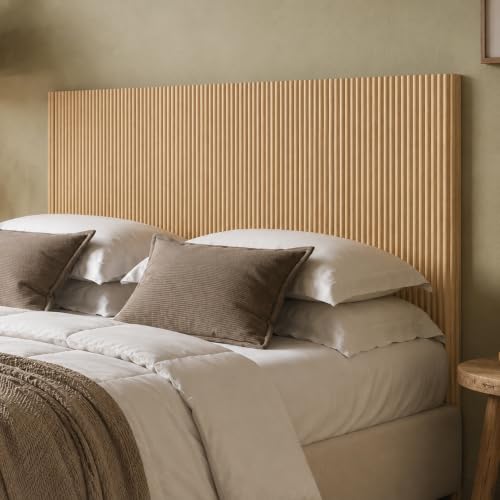 Queen Size Fluted Headboard Only, Boho Head Boards Queen with Arched Corrugated, Wood Head Board for Full/Queen Bed Frames,Rustic & Modern Farnhouse, Oak - color: Oak
