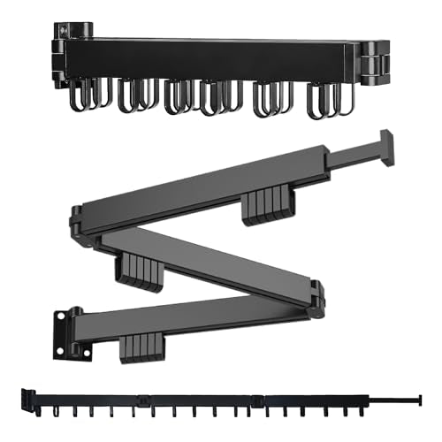 Foldable Wall Mounted Clothes Drying Rack – Heavy Duty Collapsible Laundry Rack with Hooks for Indoor/Outdoor Use, Perfect for Small Apartments and Space Saving Drying Needs